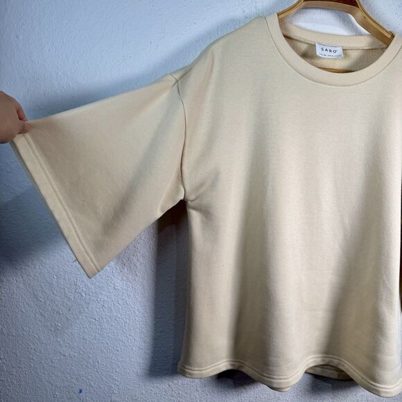 Sabo women's T-shirt xs (oversize) cream Cotton with polyester - Picture 4 of 6